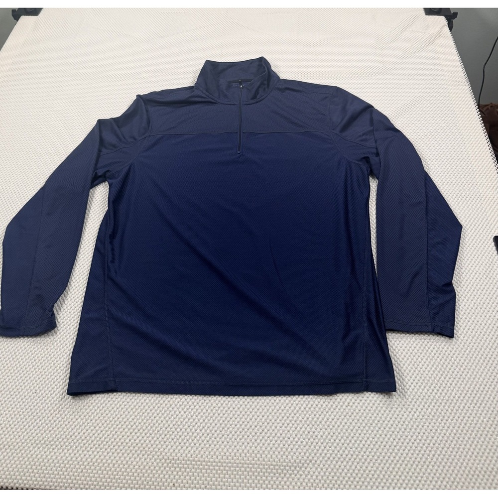 Calvin Klein Performance Men's Size L Blue Grid Textured 1/4 Zip Pullover Shirt